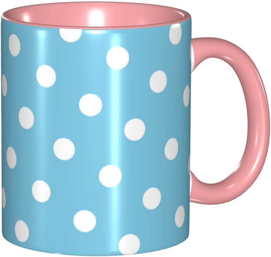 Amazon.co.jp: マグカップ コーヒーカップ 水色 ブルー ドット柄